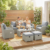 Outsunny Six-piece Rattan Garden Furniture Set with Reclining Armchairs - Dark Grey
