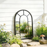 Outsunny Arched Mirror, Shatterproof Acrylic Windowpane Wall Mounted Mirror with Robust Metal Frame, 71 x 51 cm, Black