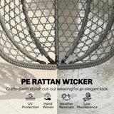 Outsunny Hanging Egg Chair, Indoor Outdoor Rattan Hammock Swing Chair with Stand, Safety Strap, Foldable Basket, Dark Grey