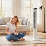 HOMCOM Tower Fan with WiFi Control Standing Floor Fan with Remote Control 116 cm White