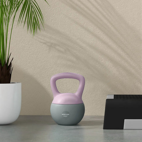 SPORTNOW 10KG Soft Kettlebell, Kettlebell with Non-Slip Handle for Home Gym, Weight Lifting, Strength Training, Purple/Grey