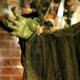 Outsunny 170 cm Life Size Hanging Halloween Animated Witch with Glowing LED Eyes, Spooky Witch Scary Halloween Decorations, Battery Operated, Indoor Party Props