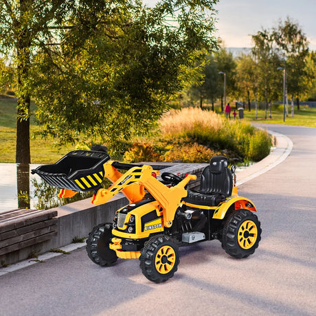 12V Battery Powered Kids Ride on Excavator with Horn and Safety Belt-Yellow