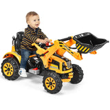 12V Battery Powered Kids Ride on Excavator with Horn and Safety Belt-Yellow