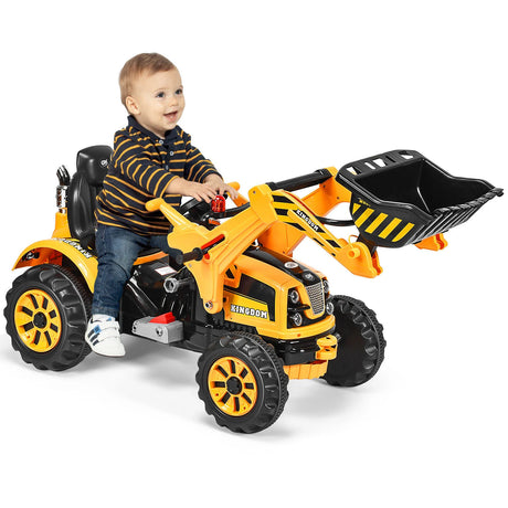 12V Battery Powered Kids Ride on Excavator with Horn and Safety Belt-Yellow