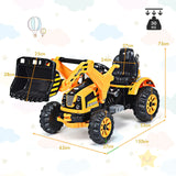 12V Battery Powered Kids Ride on Excavator with Horn and Safety Belt-Yellow