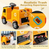 12V Kids Ride-on Garbage Truck with Warning Lights-Yellow