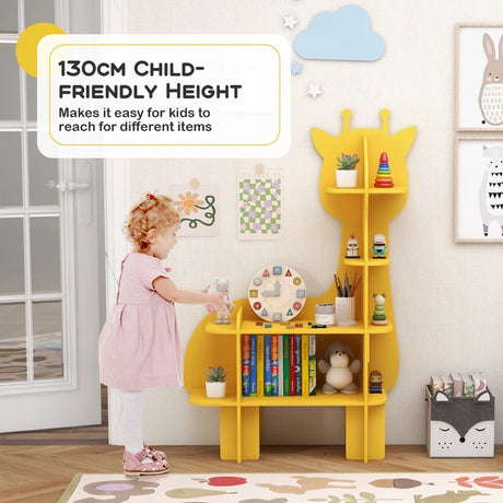 Kids Bookcase Toy Storage Organizer with Open Storage Shelves-Giraffe