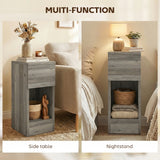 HOMCOM Set of Two Modern Storage Bedside Tables - Grey