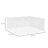 PawHut Pet Playpen DIY Small Guinea Pigs Hutches Fence 12 Panels for Kitten Bunny Chinchilla