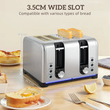 HOMCOM Kettle and Toaster Set, 1.7L 3000W Rapid Boil Jug Kettle with Strix Thermostat, Limescale Filter, 4 Slice Toaster with 7 Browning Controls, Crumb Tray, Silver Tone