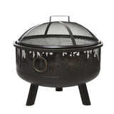 Outsunny Metal Firepit Bowl Outdoor 2-In-1 Round Fire Pit w/ Lid, Grill, Poker, Handles for Garden, Camping, BBQ, Bonfire, Wood Burning Stove, 61.5 x 61.5 x 52cm, Black