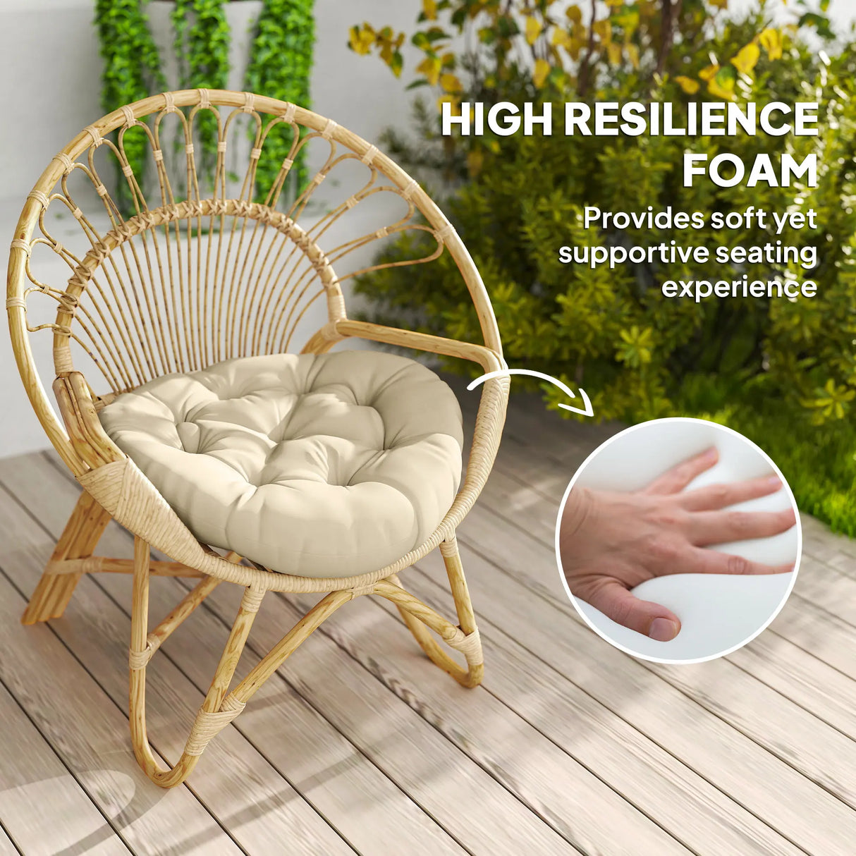 Outsunny Set of Two 60cm Outdoor Cushions - Beige