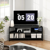 HOMCOM Corner TV Stand with 2 Open Shelves for 47 Inch TV - Black