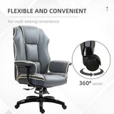 Vinsetto Faux Leather Executive Office Chair, with Contrast Piping - Grey/White