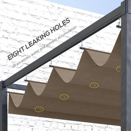 Outsunny Pergola Cover Roof, 2.86 x 2.45 m Retractable Sun Shade Top for 3 x 2m Pergola Frame, UV30+ Protected, Coffee