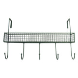 Mesh Over Door Shelf With 5 Hooks Green