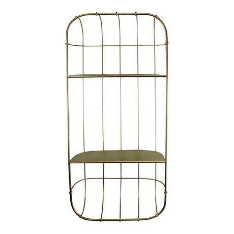 Gold Metal Wall Double Storage Shelf, Basket Design