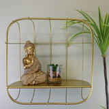 Gold Metal Wall Storage Shelf, Basket Design