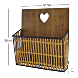 Metal & Wicker Wall Hanging Magazine Rack