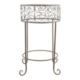 Cream Scroll Metal Plant Stand