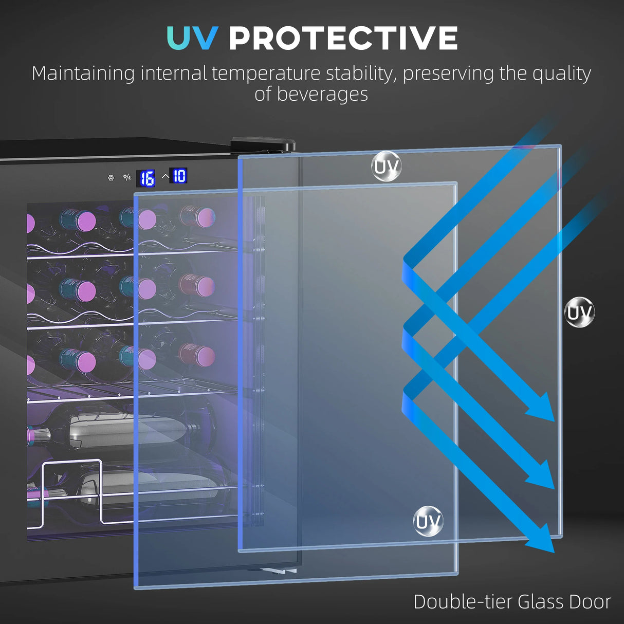 HOMCOM 42L 16-Bottle Wine Cooler Fridge - Black