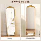 HOMCOM Full Length Mirror, 50 x 160 cm Floor Mirror with Baroque Metal Frame for Bedroom, Living Room, Dressing Room, Gold Tone