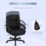HOMCOM Linen-Look Padded Office Chair - Black