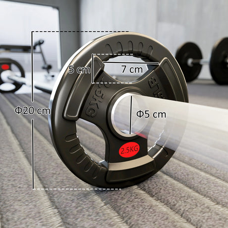 SPORTNOW Olympic Weight Plates, 2"/5cm Weight Disc Pair with Tri-Grips, 2 x 2.5kg Dumbbell Plates for Weightlifting and Strength Training Home Gym Fitness Workout, Black