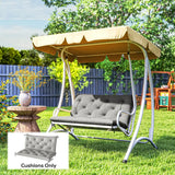 Outsunny 2 Seater Bench Pad, Garden Chair Cushion with Back and Ties for Indoor and Outdoor Use, 98 x 100 cm, Light Grey