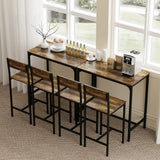 HOMCOM 3-Piece Bar Table Set with 2 Stools, Industrial Breakfast Bar Set with Footrest, Backrest for Dining Room, Small Space