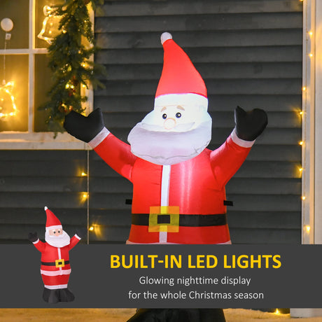 HOMCOM 4ft Inflatable Christmas Santa Claus Xmas Decoration 1 LED Holiday Air Blown Yard Outdoor Dcor