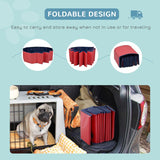 PawHut Foldable Dog Paddling Pool Pet Cat Swimming Pool Indoor/Outdoor Collapsible Summer Bathing Tub Shower Tub Puppy Washer (Φ120 × 30H cm, Red)