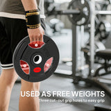 SPORTNOW Olympic Weight Plates, 2"/5cm Weight Disc Pair with Tri-Grips, 2 x 10kg Dumbbell Plates for Weightlifting and Strength Training Home Gym Fitness Workout, Black