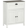 kleankin Bathroom Floor Cabinet, Freestanding Storage Cupboard with Drawer, Double Door Cabinet and Adjustable Shelf, White