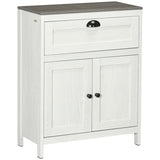 kleankin Bathroom Floor Cabinet, Freestanding Storage Cupboard with Drawer, Double Door Cabinet and Adjustable Shelf, White