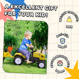 HOMCOM Kids Ride on Tractor with Back Trailer, Shovel & Rake, Horn, Four Wheels Tractor Toy for Child Toddler