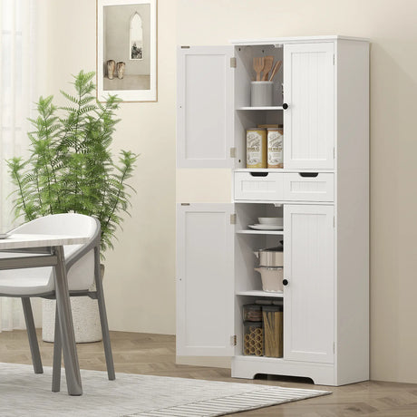 HOMCOM Tall Bathroom Storage Cabinet - White