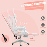 Vinsetto Racing Gaming Chair, Reclining PU Leather Computer Chair with Removable Rabbit Ears, Footrest, Headrest and Lumber Support, Pink