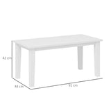 Outsunny Outdoor Garden Coffee Table, HDPE All-Weather Rectangular Outdoor Garden Table with Slatted Tabletop for Patio, Balcony, 91 x 44 x 42 cm, White
