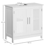 kleankin Modern Under Sink Cabinet with 2 Doors, Bathroom Vanity Unit, Pedestal Under Sink Design, Storage Cupboard with Adjustable Shelves, White