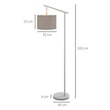 HOMCOM Metal Frame Floor Lamp with 350° Rotating Lampshade, for Living Room and Bedroom, LED Bulb Included, Grey