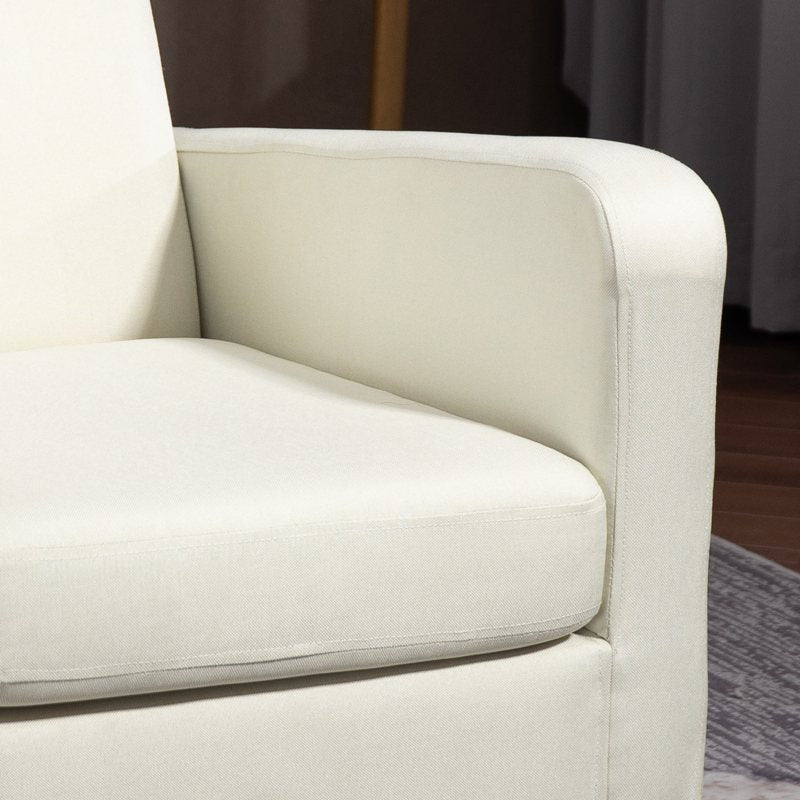 HOMCOM Modern Accent Chair, Occasional Chair with Rubber Wood Legs for Living Room, Bedroom, Cream White