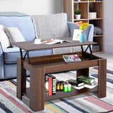 HOMCOM Lift Up Top Coffee Table with Hidden Storage and Open Shelf, Modern Wooden Sofa Side End Tea Table for Living Room 100W x 50D x 63H cm