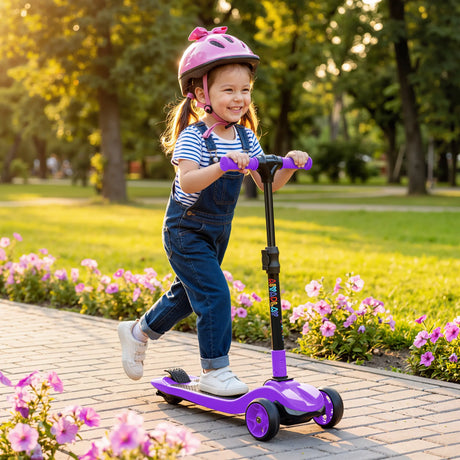 AIYAPLAY Three-Wheel Foldable Electric Scooter for Kids Aged 6-10 Years, Purple
