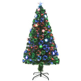 HOMCOM 5FT Prelit Artificial Christmas Tree Fibre Optic Star LED Light Holiday Home Xmas Decoration with LED Light for Indoor Party, Green