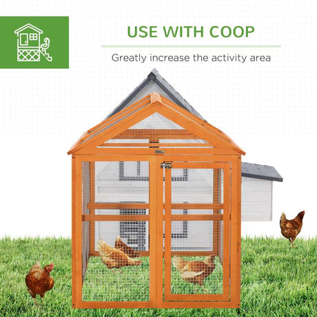 PawHut Large Chicken Run, Wooden Chicken coop, with Combinable Design - Wood Effect