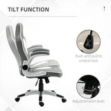 Vinsetto Computer Gaming Chair, Office Desk Swivel Chair, PU Leather Racing Chair with 90 Flip-up Armrest, Adjustable Height and Rolling Wheels, Grey
