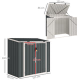 Outsunny 5ft x 3ft Garden 2-Bin Steel Storage Shed, Double Rubbish Storage Shed, Hide Dustbin w/ Locking Doors and Openable Lid