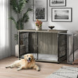 PawHut 46.46'' Dog Crate Furniture End Table w/ Plush Washable Cushion, Lockable Door, for Extra Large Dogs